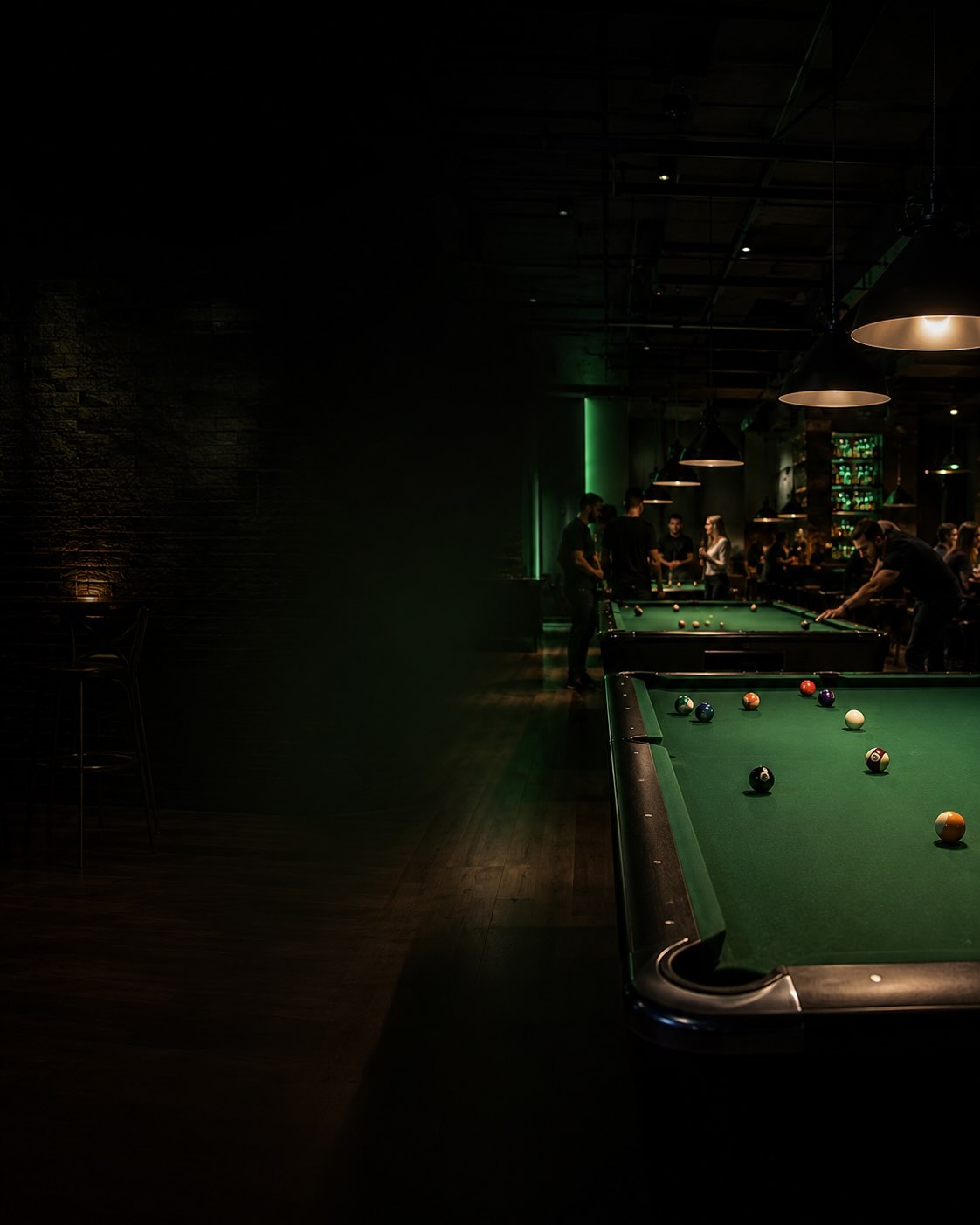 Pool tables and social games at The Corner Pocket billiards bar in Brooklyn Pretoria